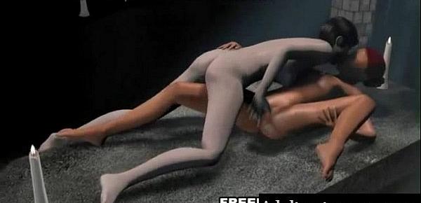  Sexy pale 3D cartoon lesbian babe getting eaten out
